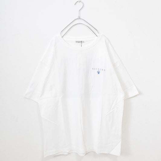 Nameneko Back Photo Over Silhouette Short Sleeve T-Shirt WHITE
