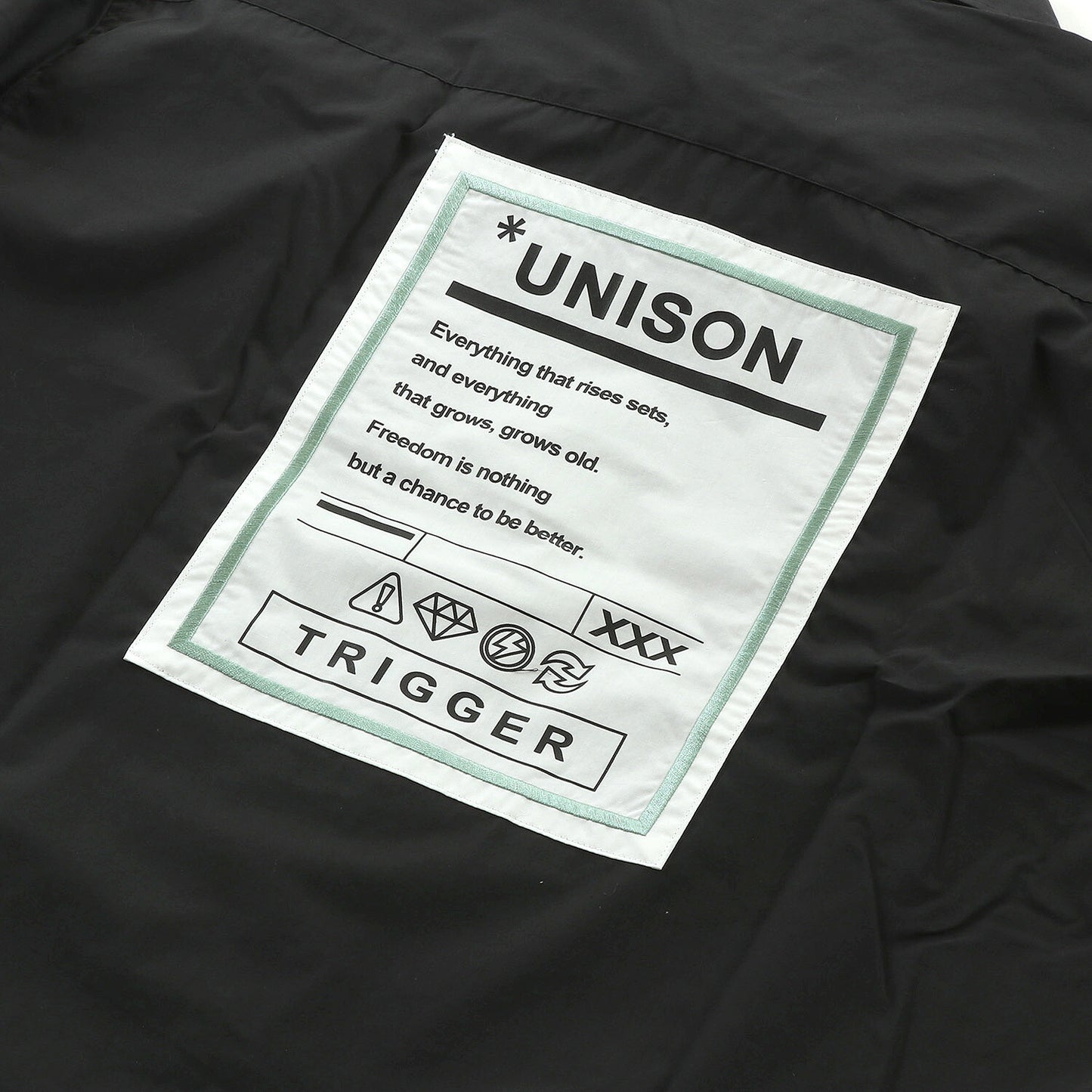 BIGシルエット パッチ 長袖 ブロードシャツ BLACK