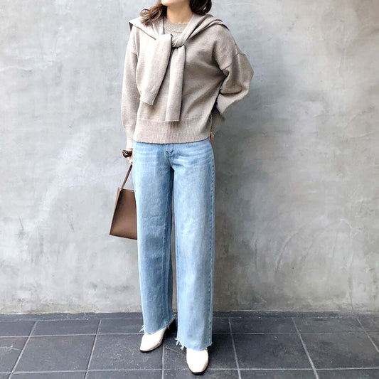 デニムストレートパンツ Bleach Blue