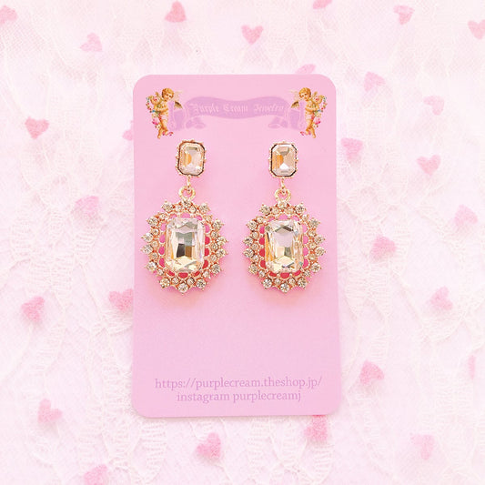 Purple Cream Clear Bijou Sparkling Earrings P305