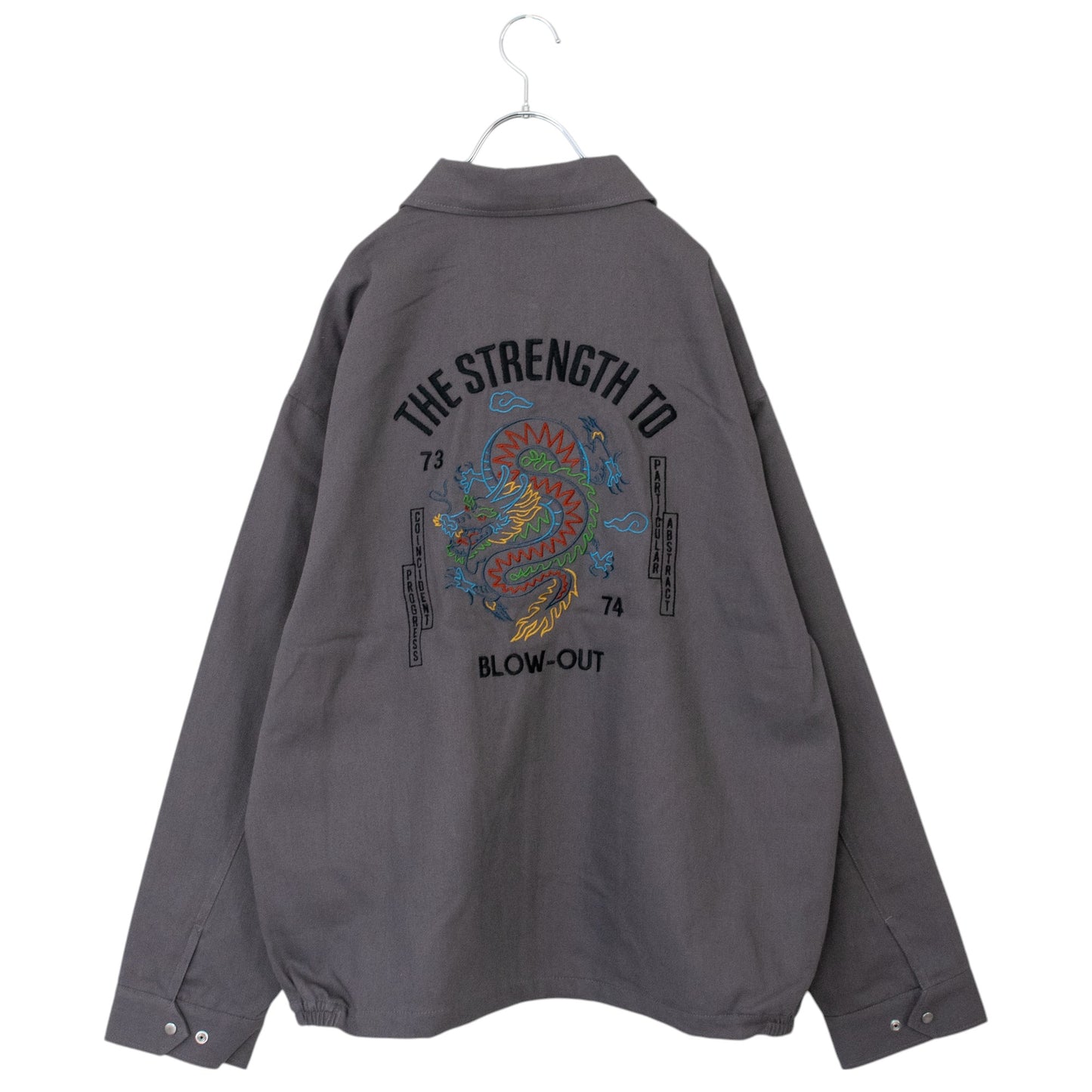DRAGON 龍 刺繍 ジップアップ ブルゾン ジャケット GRAY
