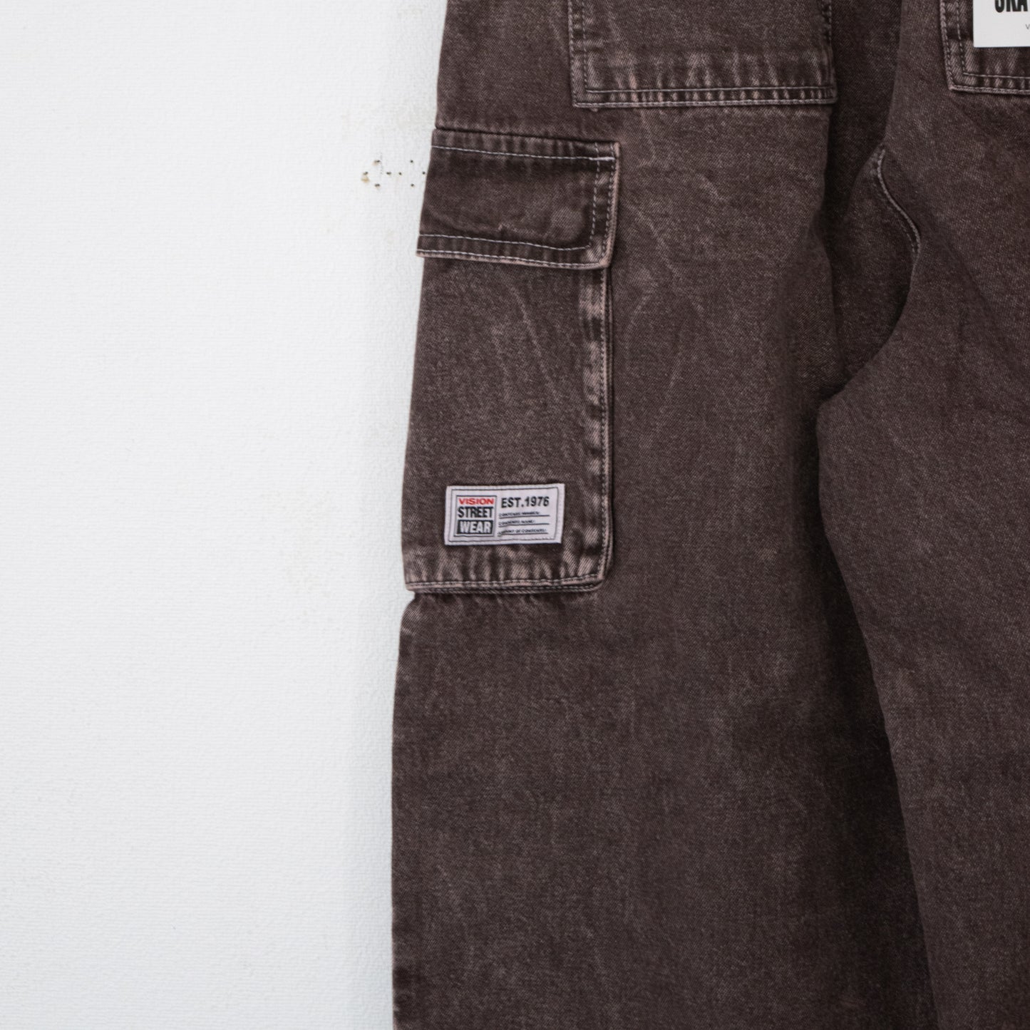 VISION STREET WEAR SKATER PANTS Wide Denim Pants BROWN