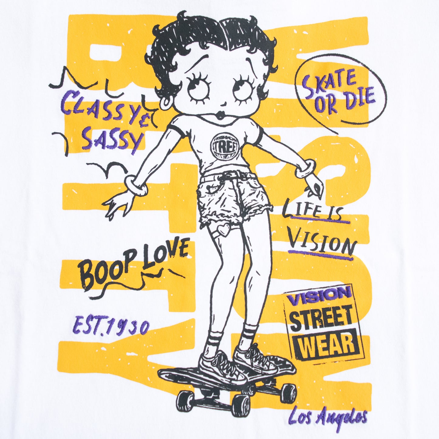 VISION STREET WEAR Betty Boop Graffiti T-shirt WHITE