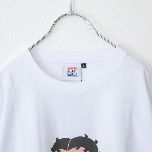 VISION STREET WEAR Betty Boop Front/Back Print T-Shirt in WHITE