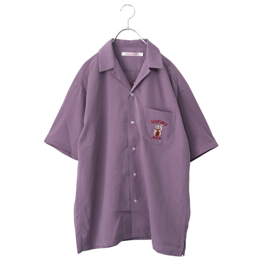 POWER TO THE PEOPLE JAPAN Series MANEKINEKO Open-Collar Short-Sleeve Shirt in PINK PURPLE