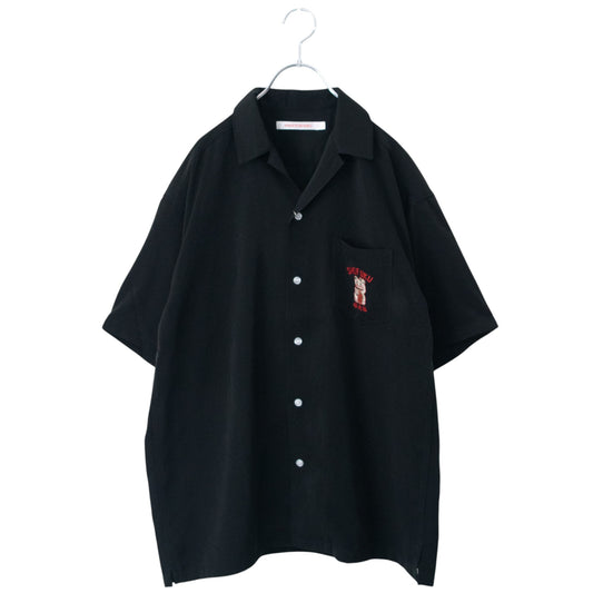 POWER TO THE PEOPLE JAPAN Series MANEKINEKO Open-Collar Short-Sleeve Shirt BLACK