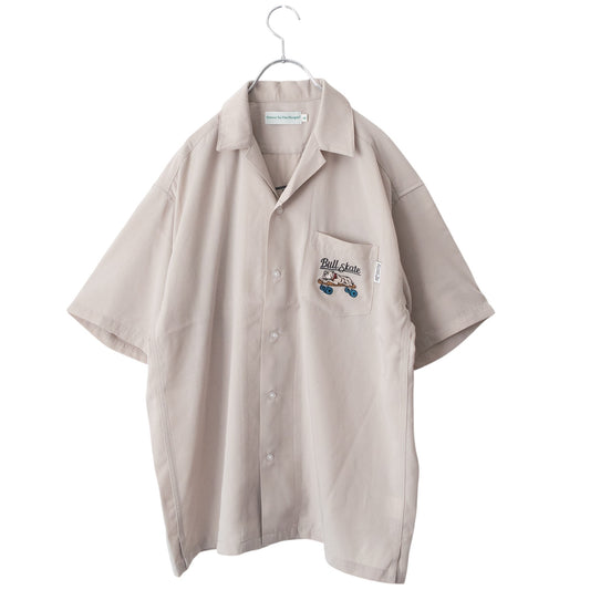 POWER TO THE PEOPLE Skate Bulldog Open-Collar Short Sleeve Shirt IVORY