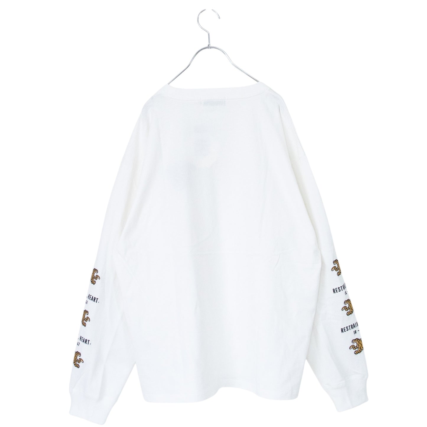 POWER TO THE PEOPLE TIGER Sleeve Embroidery Long T-Shirt WHITE