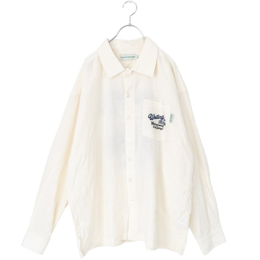 POWER TO THE PEOPLE CAT Linen-Like Embroidered Shirt in White