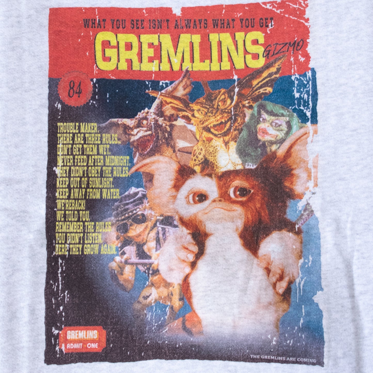 GREMLINS Gizmo Movie Poster Sweatshirt Light Gray