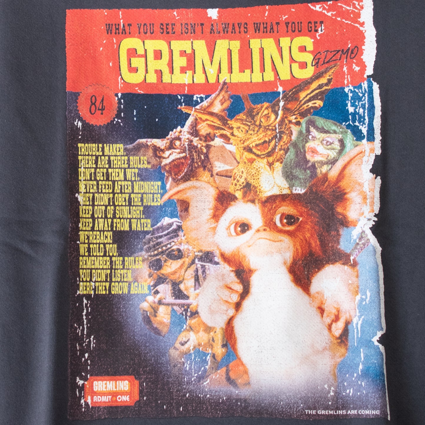 GREMLINS Gizmo Movie Poster Sweatshirt CHARCOAL
