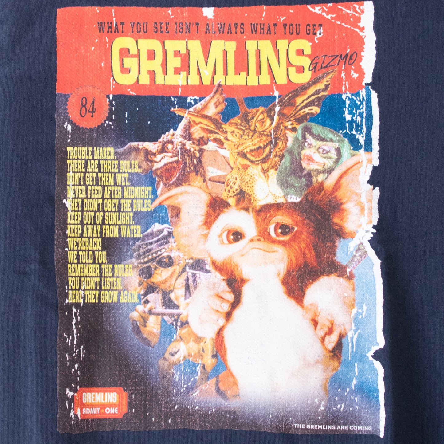 GREMLINS Gizmo Movie Poster Sweatshirt Navy