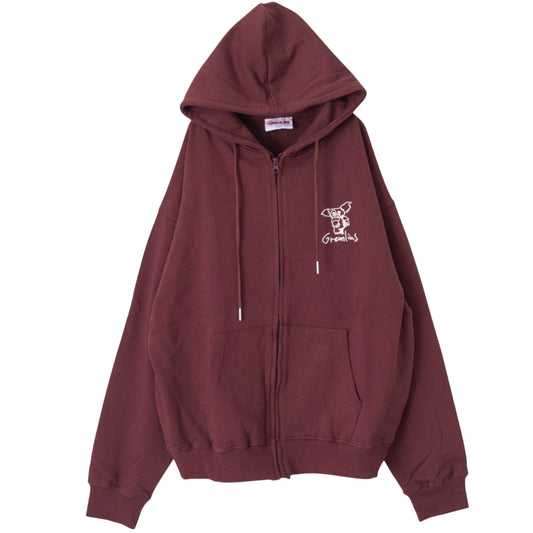 GREMLINS Gremlins Gizmo Doodle Embroidered Zip Hoodie Wine Red