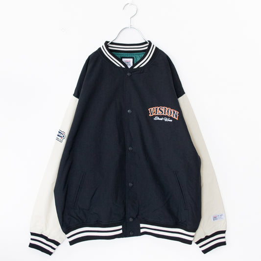 VISION STREET WEAR ナイロン 刺繍 スタジアムジャケット スタジャン BLACK