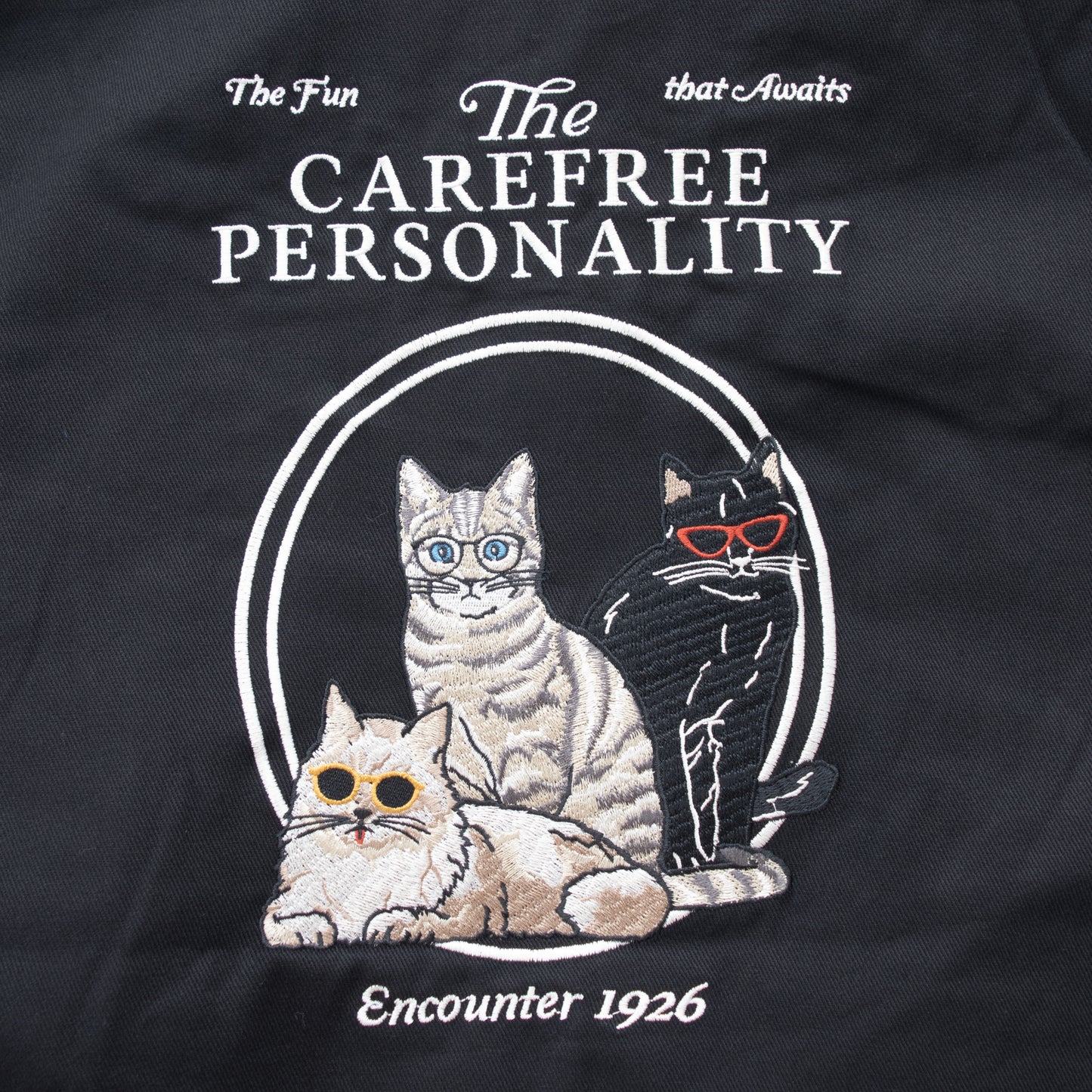 POWER TO THE PEOPLE Cat Embroidered Twill Jacket BLACK