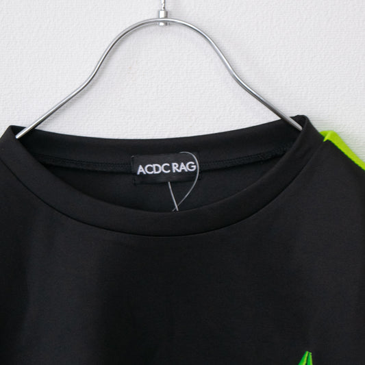 ACDC RAG CYBER PUNK 渦雷 半袖 Tシャツ NEON GREEN BLACK