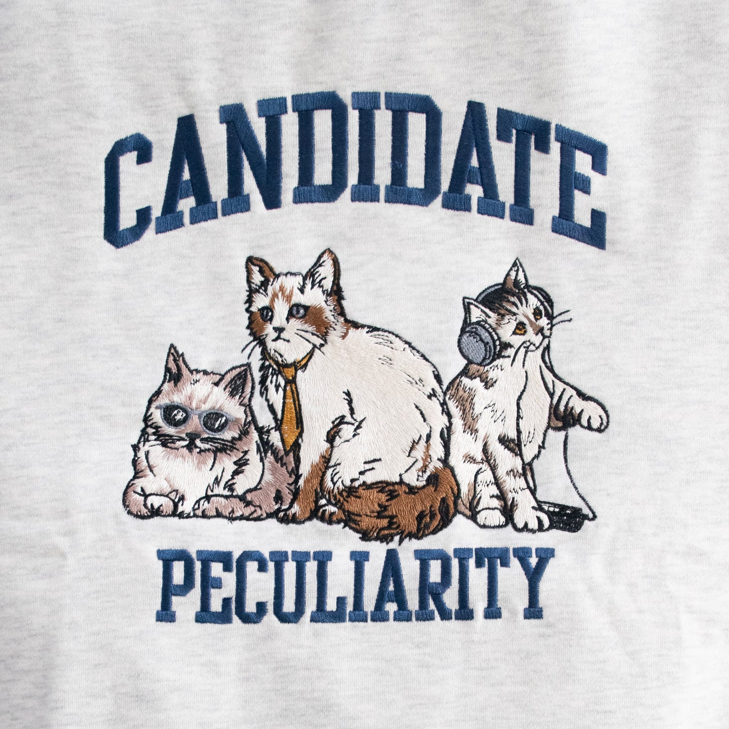 POWER TO THE PEOPLE College Cats Fleece-Lined Sweatshirt, Kinari White