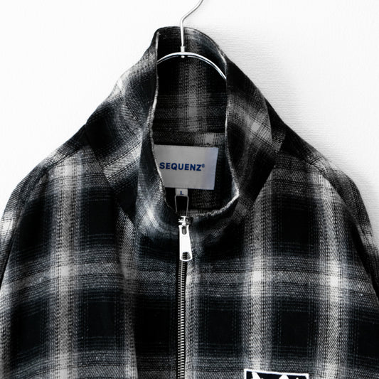 SEQUENZ OMBLE MILITARY 1/3 ZIP JACKET チェック ユニセックス ジャケット BLACK