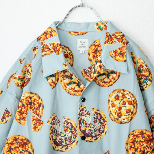 Revo. PIZZA pattern short sleeve shirt BLUE