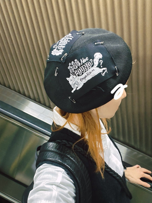 NOIKISU x Gummy 404 NOT FOUND Summer Beret BLACK