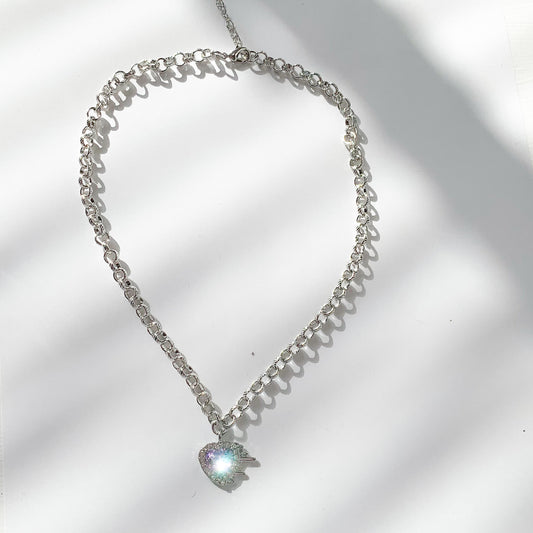 ビジューハート チェーンネックレス PURPLE