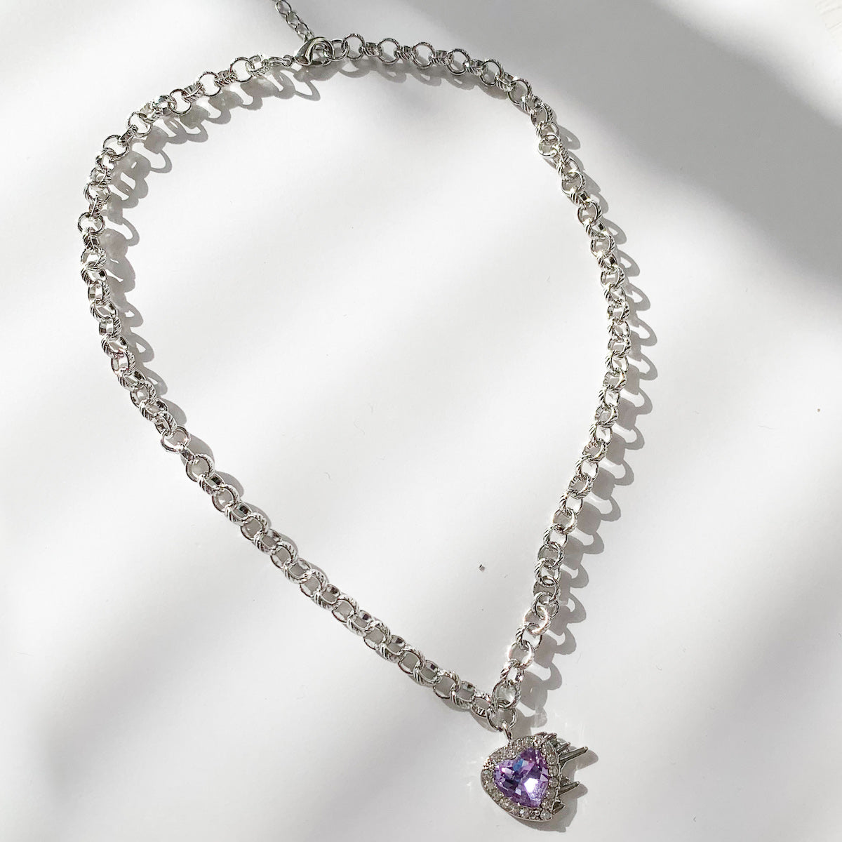 ビジューハート チェーンネックレス PURPLE