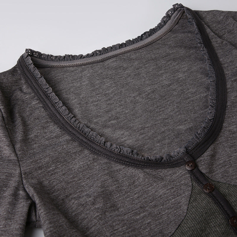 Y2K フィット 長袖 トップス GRAY