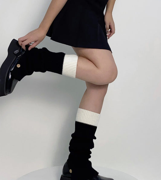 レッグカバー バイカラー レッグウォーマー BLACK