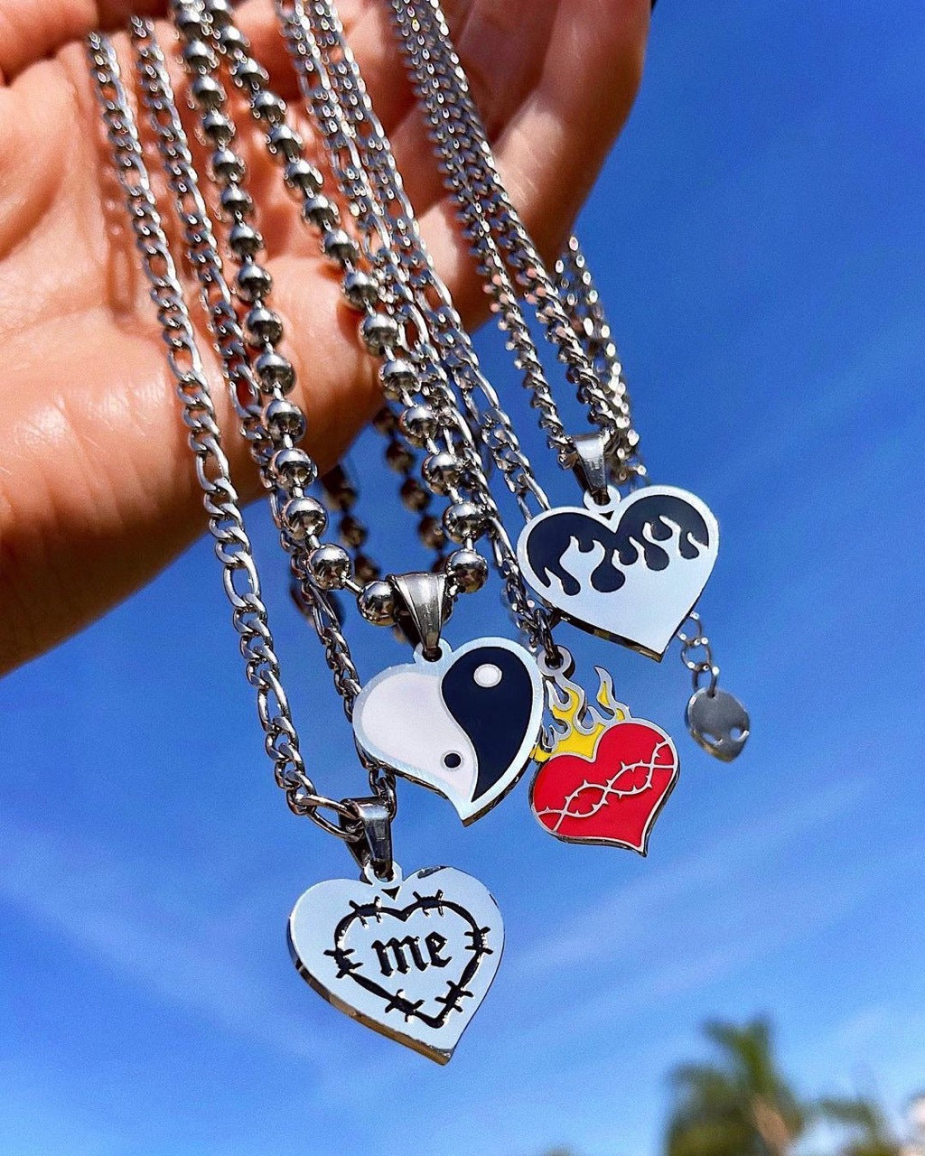 Heart Chain Necklace Flame