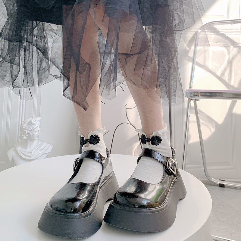 チャイナボタン ショート丈 ソックス WHITE