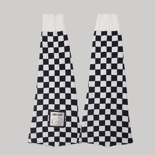 54cm レッグカバー チェッカー レッグウォーマー BLACK/WHITE