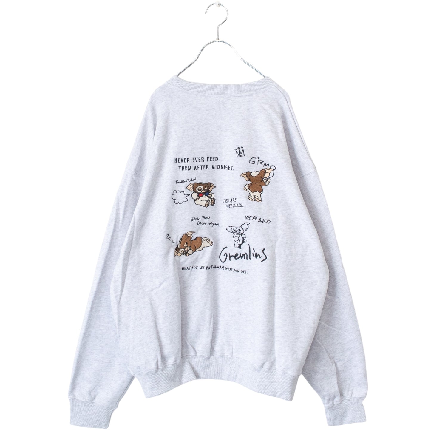 GREMLINS Gizmo Doodle Embroidered Sweatshirt, Light Gray