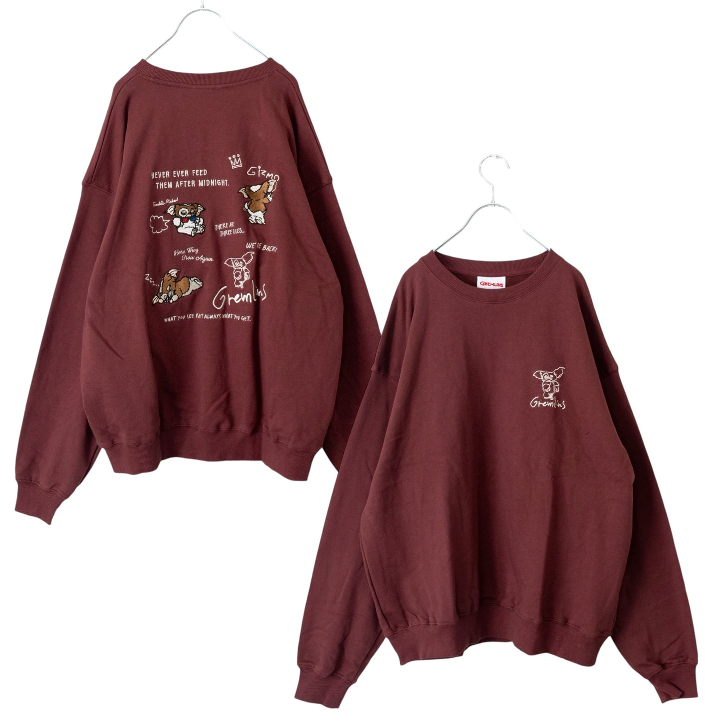 GREMLINS Gremlins Gizmo Doodle Embroidered Sweatshirt Wine Red