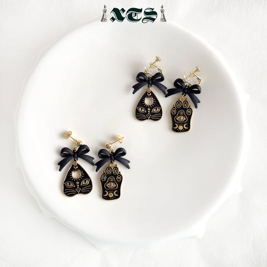 XTS Cat Planchette Earrings TS0306 BLACK GOLD