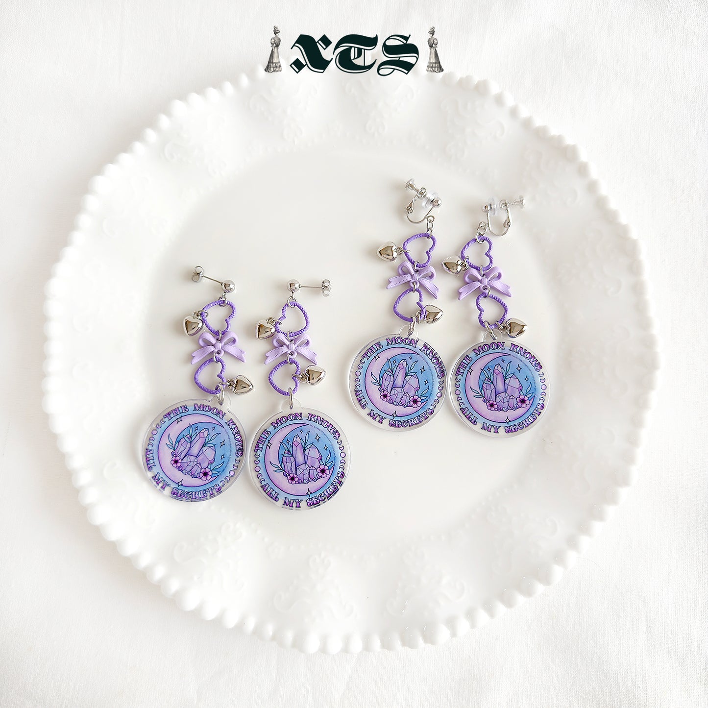 XTS Crystal and Moon Earrings TS0315