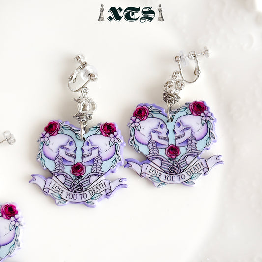 XTS Skeleton Heart Pierced Earrings TS0316