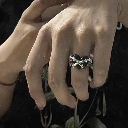 Barbed Wire Heart Ring BLACK MP_S