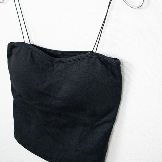 スパゲッティストラップ シンプル無地 ブラトップ BLACK