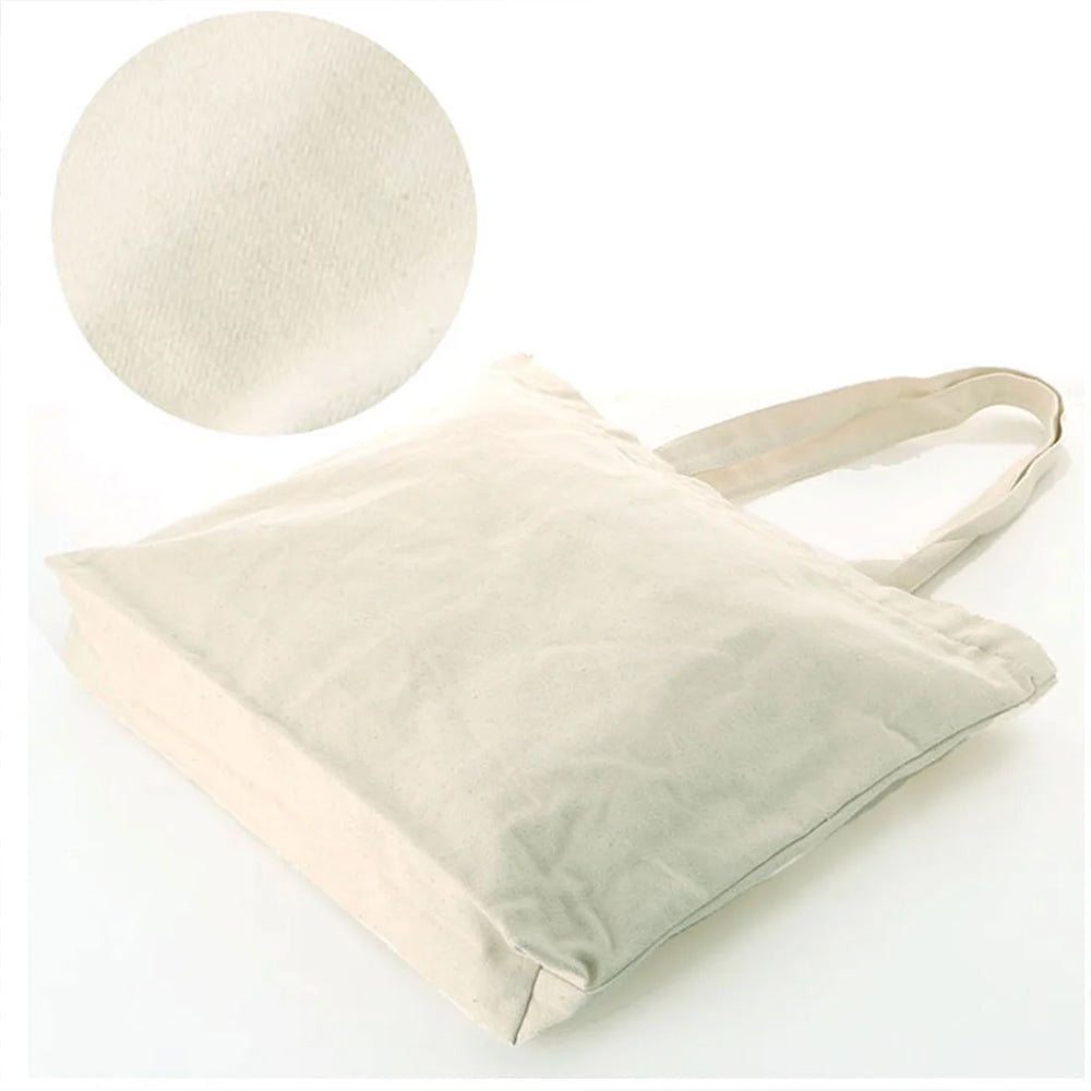 無地 キャンバストートバッグ ジッパー付き IVORY