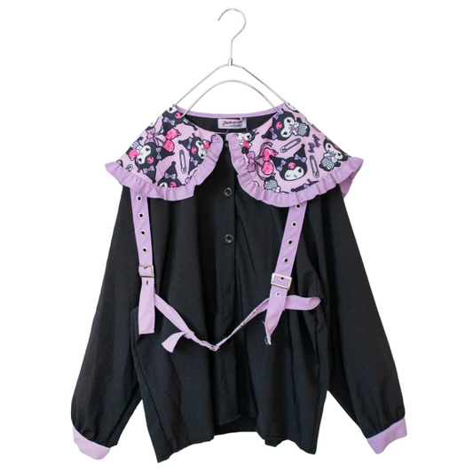 ACDC RAG x サンリオ クロミ 総柄 ハーネス付き 長袖ブラウス BLACK