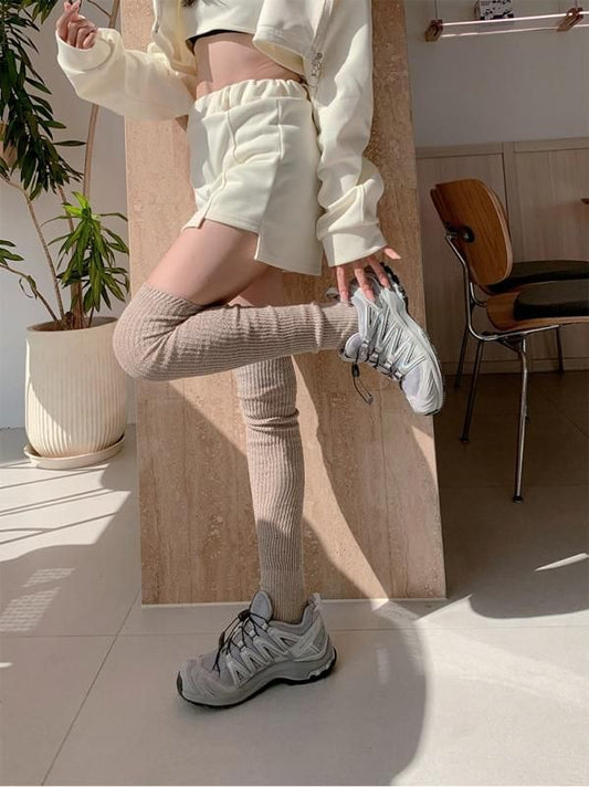70cm ロング ニーハイ ソックス グリッター ニット BEIGE