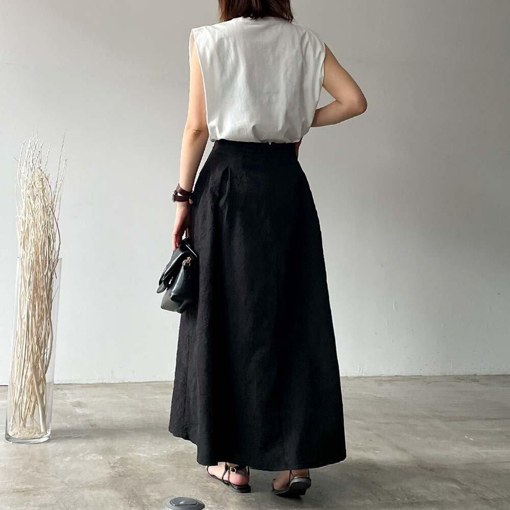 ワッシャージャガードスカート BLACK