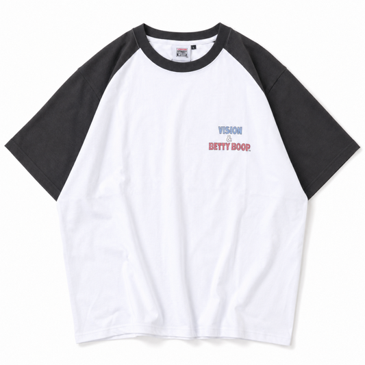 VISION STREET WEAR Betty Boop ラグランTシャツ CHARCOAL/WHITE
