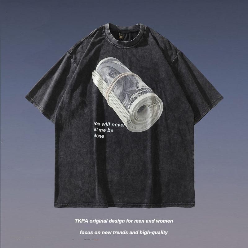 Money ウォッシュ加工 ユニセックス Tシャツ BLACK