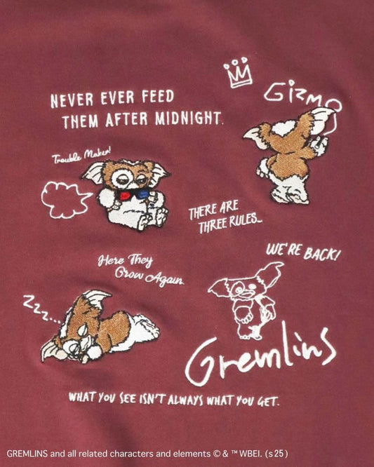 GREMLINS グレムリン ギズモ ラクガキ刺繍 ZIP パーカー WINE RED