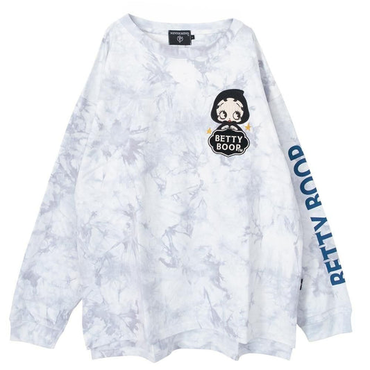 NEVERMIND × BETTY BOOP BIGシルエット天竺ロンT Tシャツ BBN-2602 TIE DYE GRAY