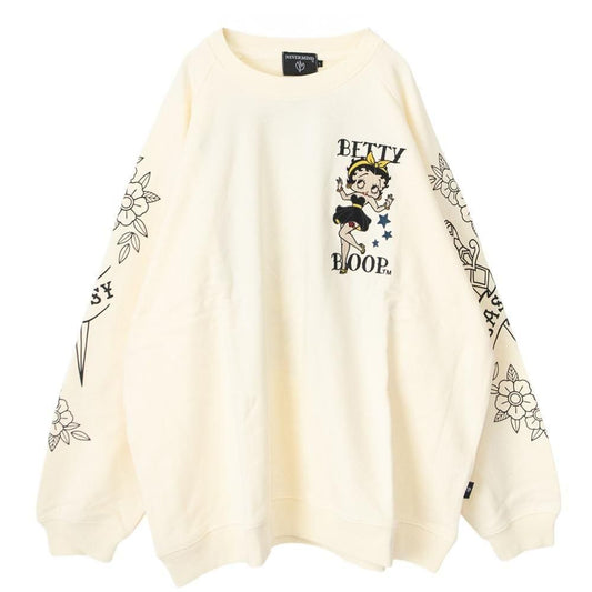 NEVERMIND × BETTY BOOP 裏毛オーバーサイズクルースウェット BBN-2607 NATURAL