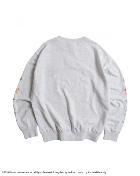 スポンジ・ボブ サガラ刺繍 袖プリント スウェット Gray