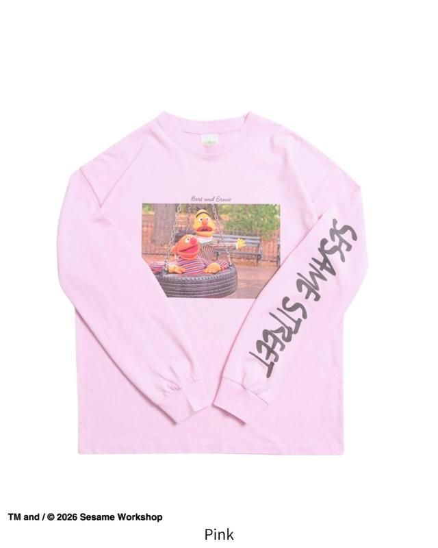 セサミストリート 袖プリント ロンT Pink