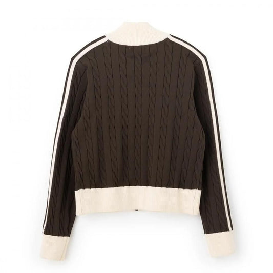 FILA CABLE KNIT TRACK TOP / ケーブルニット トラックトップ レディース BROWN